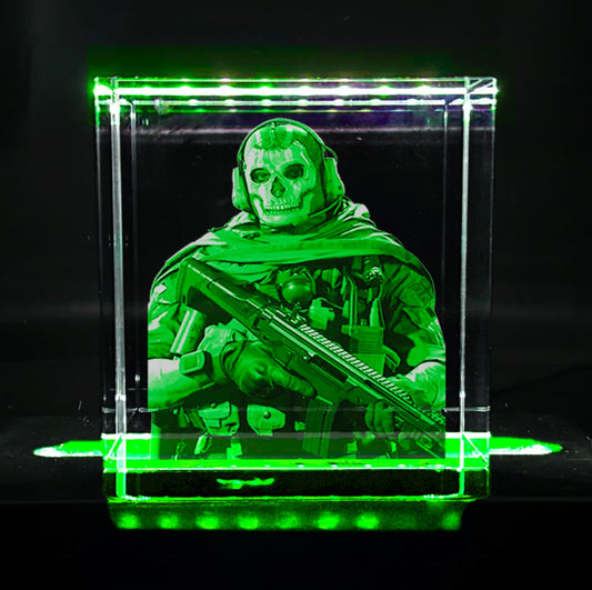 Simon Ghost Riley COD Customized Square 3D Laser Engraved - Color Changing Game Light - Gift Box Light Stand! Night Lamp